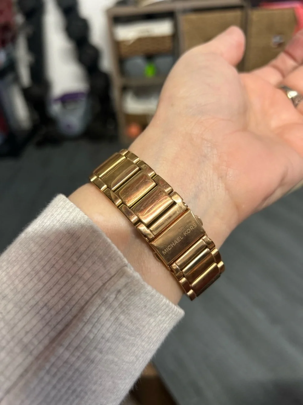 Michael Kors Rose Gold Tone Crystal Bezel Women's Chronograph Watch